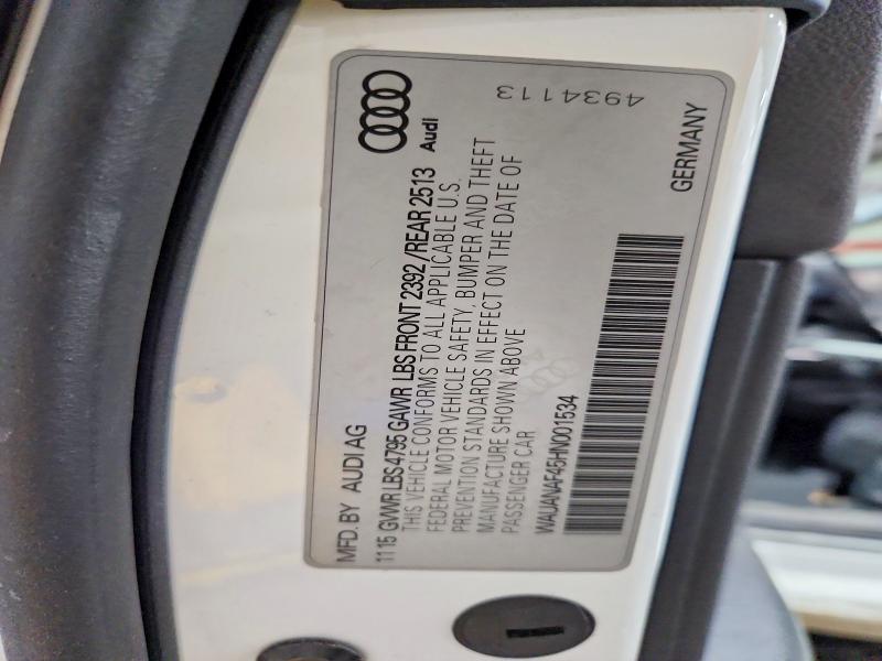 Продажа на аукционе авто 2017 Audi A4, vin: WAUANAF45HN001534, номер лота: 77897915