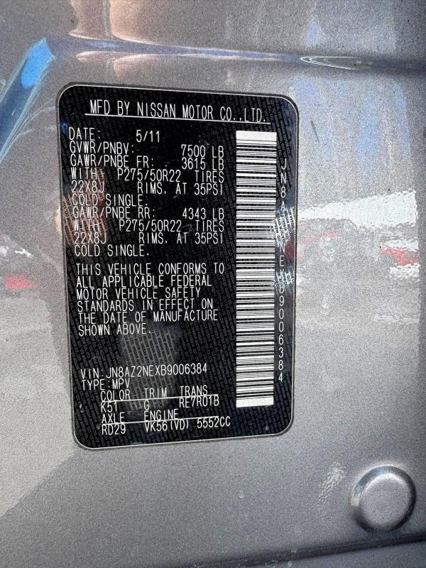 Aukcja sprzedaży 2011 Infiniti Qx56, vin: JN8AZ2NEXB9006384, numer aukcji: 79645885
