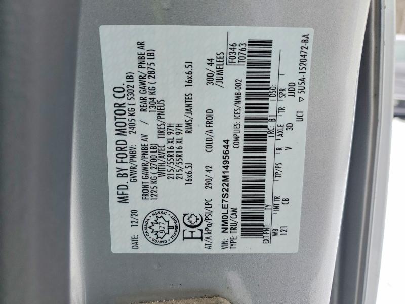 Aukcja sprzedaży 2021 Ford Transit Connect, vin: NM0LE7S22M1495644, numer aukcji: 78055365