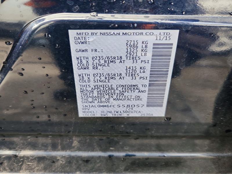 Aukcja sprzedaży 2015 Infiniti Qx60, vin: 5N1AL0MM6FC558057, numer aukcji: 78630955