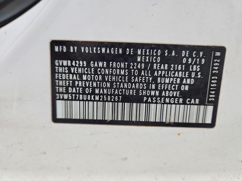 77843575 :رقم المزاد ، 3VW5T7BU8KM258267 vin ، 2019 Volkswagen Jetta مزاد بيع