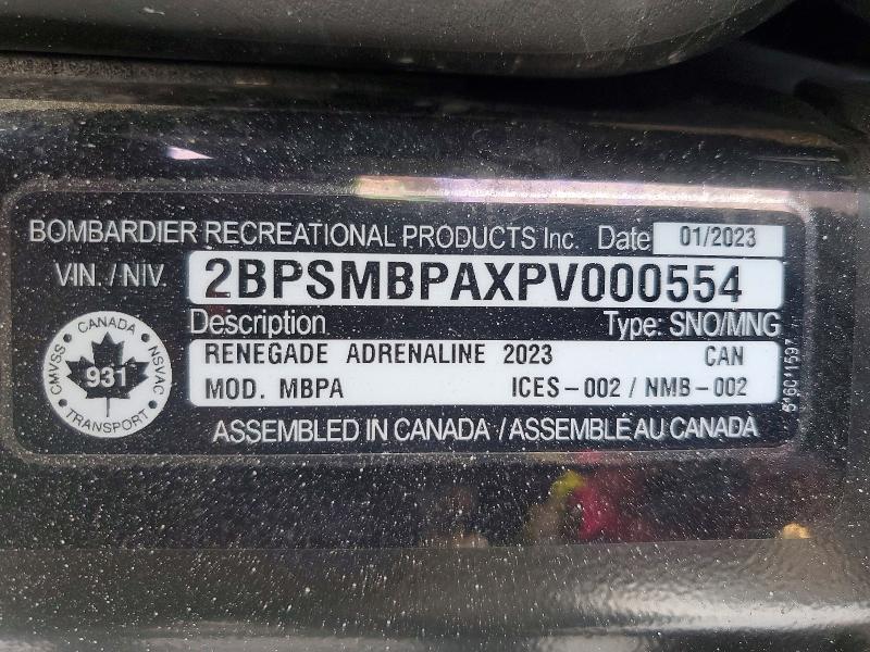 Продаж на аукціоні авто 2023 Skidoo Ren Sport, vin: 2BPSMBPAXPV000554, номер лоту: 77072205
