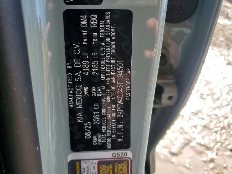 2025 Kia K4 მანქანა იყიდება აუქციონზე, vin: 3KPFW4DC4SE194501, აუქციონის ნომერი: 76445195