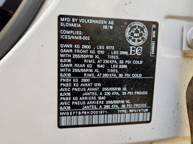 Продажа на аукционе авто 2017 Volkswagen Touareg Sp, vin: WVGEF7BP8HD001971, номер лота: 76600535
