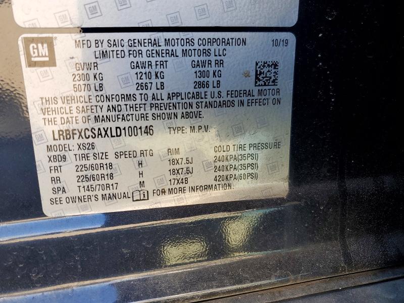 78373465 :رقم المزاد ، LRBFXCSAXLD100146 vin ، 2020 Buick Envision مزاد بيع