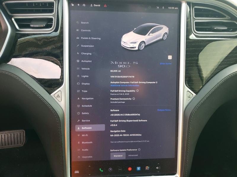 75438415 :رقم المزاد ، 5YJSA1E29GF174179 vin ، 2016 Tesla Model S مزاد بيع