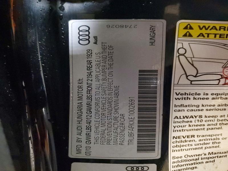 Aukcja sprzedaży 2014 Audi Tt, vin: TRUBFAFKXE1002691, numer aukcji: 76769565
