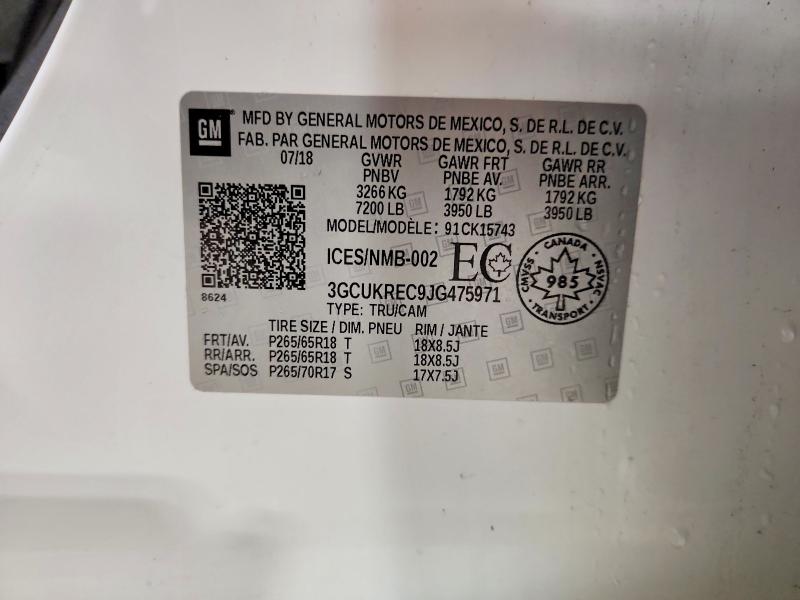 Продажа на аукционе авто 2018 Chevrolet Silverado, vin: 3GCUKREC9JG475971, номер лота: 76310275