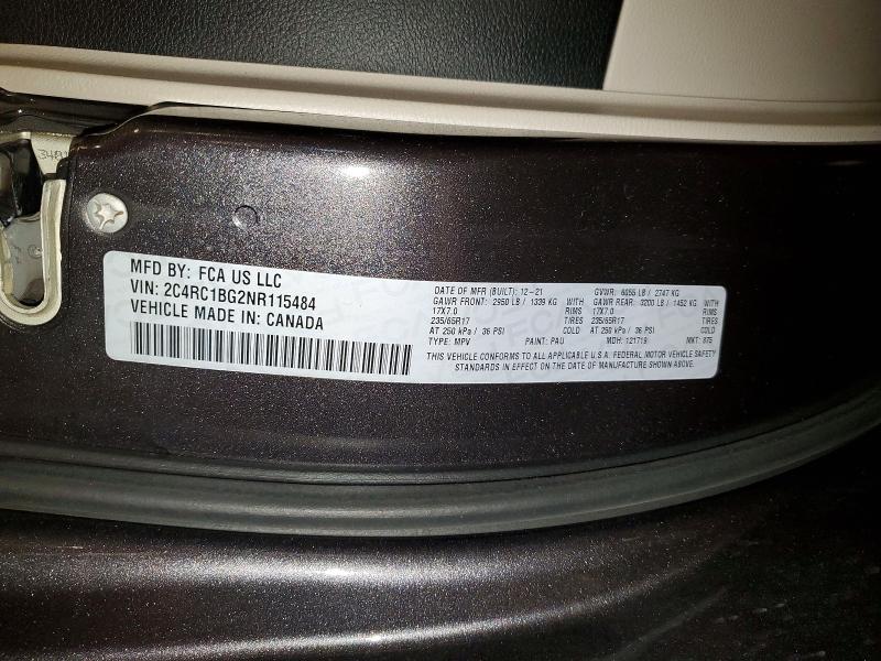 Продаж на аукціоні авто 2022 Chrysler Pacifica, vin: 2C4RC1BG2NR115484, номер лоту: 78605325