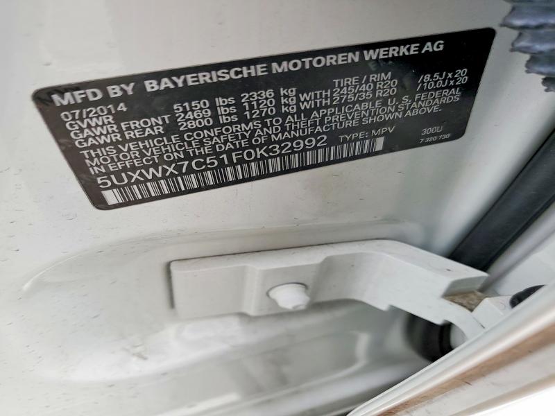 Aukcja sprzedaży 2015 Bmw X3, vin: 5UXWX7C51F0K32992, numer aukcji: 76275855
