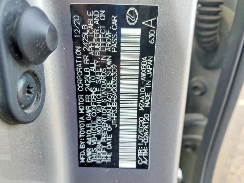 2021 Lexus Ux 200 მანქანა იყიდება აუქციონზე, vin: JTHP3JBH6M2035309, აუქციონის ნომერი: 77919675