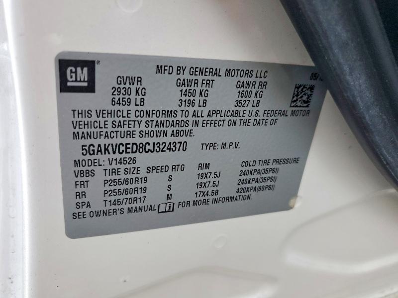 2012 Buick Enclave მანქანა იყიდება აუქციონზე, vin: 5GAKVCED8CJ324370, აუქციონის ნომერი: 77142995