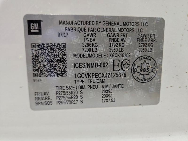 79307265 :رقم المزاد ، 1GCVKPECXJZ125676 vin ، 2018 Chevrolet Truck/van Silverado 1500 Custo مزاد بيع