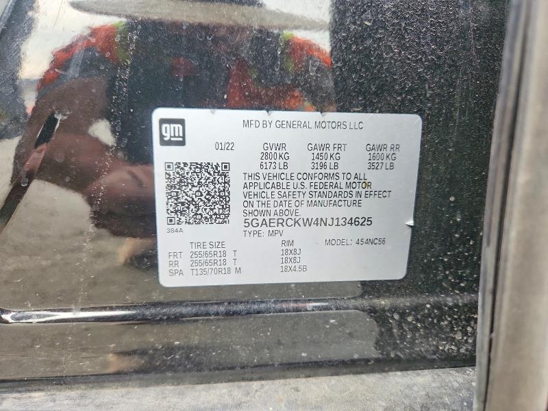 Auction sale of the 2022 Buick Enclave, vin: 5GAERCKW4NJ134625, lot number: 77521715