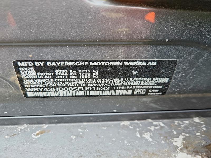 76340915 :رقم المزاد ، WBY43HD08SFU91532 vin ، 2025 Bmw I4 مزاد بيع