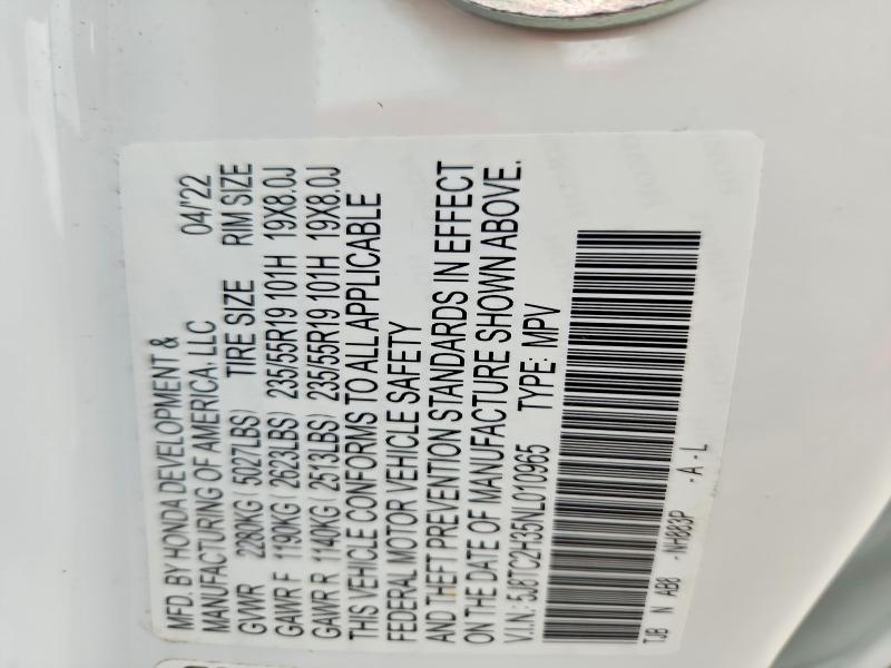 Aukcja sprzedaży 2022 Acura Rdx, vin: 5J8TC2H35NL010965, numer aukcji: 75784495