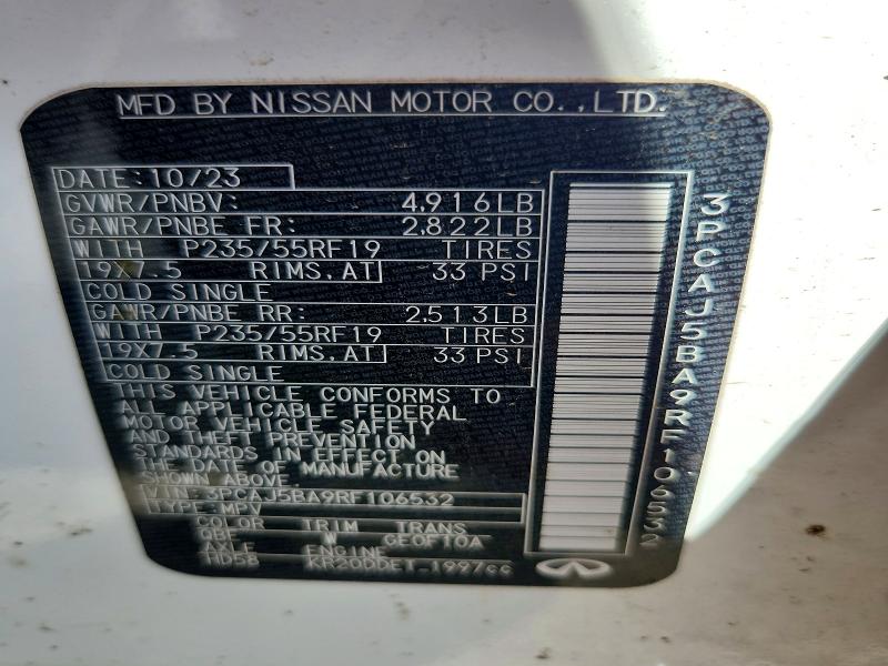 Aukcja sprzedaży 2024 Infiniti Qx50, vin: 3PCAJ5BA9RF106532, numer aukcji: 75658745