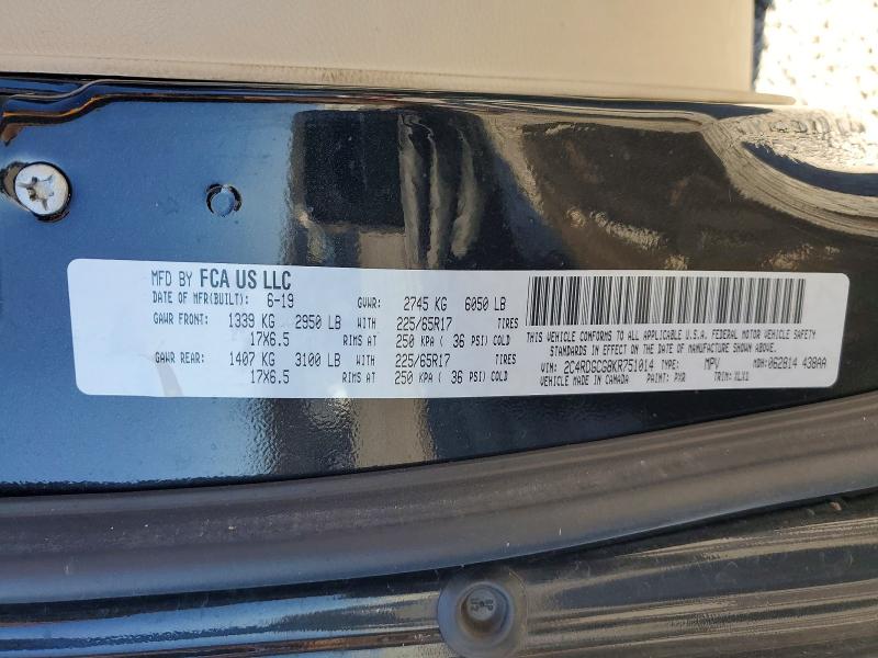74578405 :رقم المزاد ، 2C4RDGCG8KR751014 vin ، 2019 Dodge Grand Caravan مزاد بيع