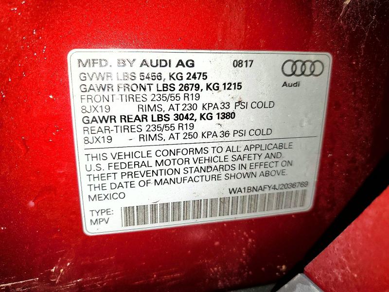Продаж на аукціоні авто 2018 Audi Q5, vin: WA1BNAFY4J2036769, номер лоту: 77668385