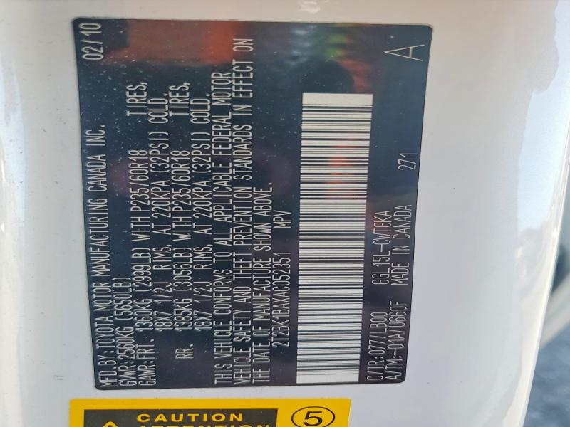 Aukcja sprzedaży 2010 Lexus Rx 350, vin: 2T2BK1BAXAC052351, numer aukcji: 77936685