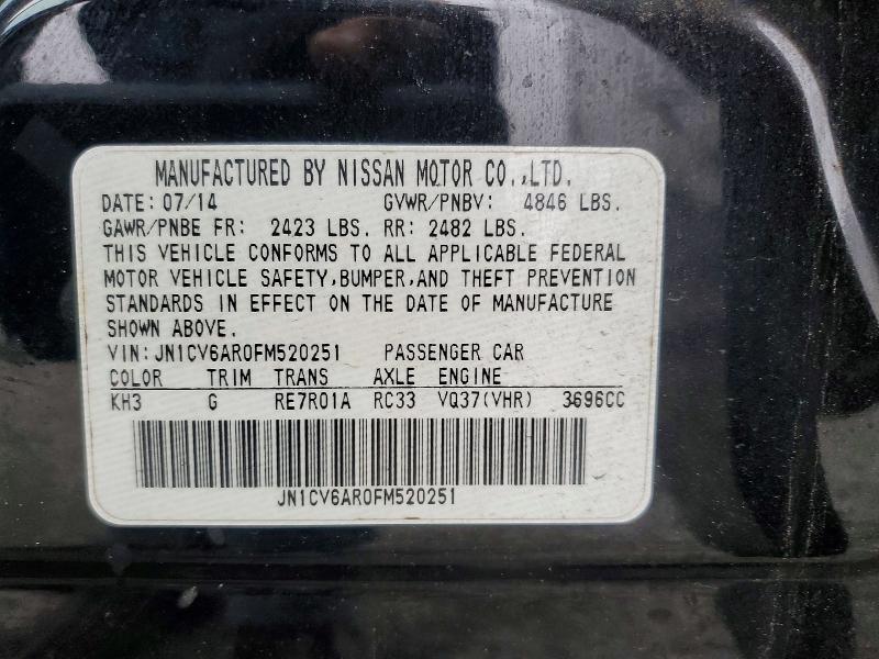Aukcja sprzedaży 2015 Infiniti Q40, vin: JN1CV6AR0FM520251, numer aukcji: 77937315