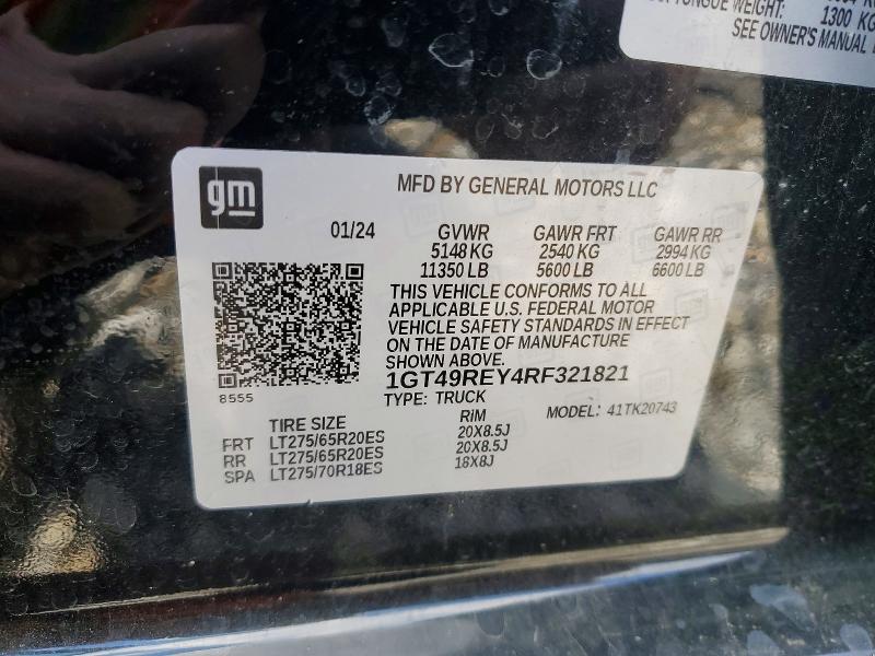 78112125 :رقم المزاد ، 1GT49REY4RF321821 vin ، 2024 Gmc Sierra مزاد بيع