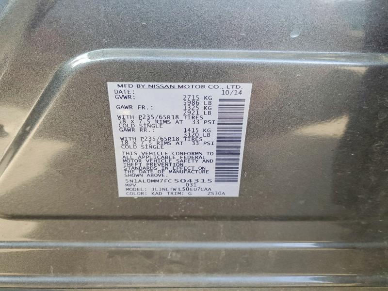 Aukcja sprzedaży 2015 Infiniti Qx60, vin: 5N1AL0MM7FC504315, numer aukcji: 76918115