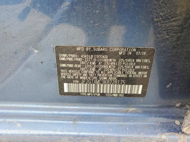 Aukcja sprzedaży 2019 Subaru Crosstrek, vin: JF2GTAMC3K8228175, numer aukcji: 76950115