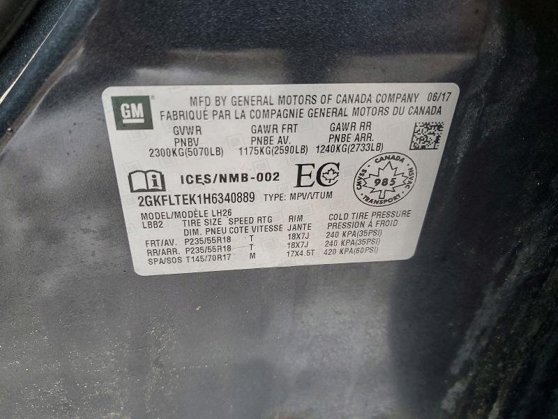 78415095 :رقم المزاد ، 2GKFLTEK1H6340889 vin ، 2017 Gmc Terrain مزاد بيع