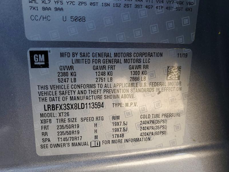Продаж на аукціоні авто 2020 Buick Envision, vin: LRBFX3SX8LD113594, номер лоту: 78083715