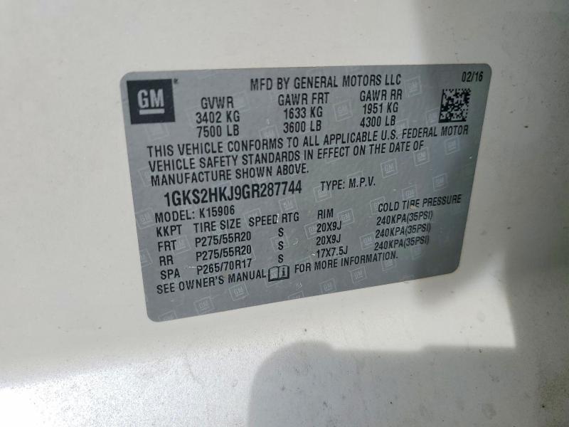 Aukcja sprzedaży 2016 Gmc Yukon Xl, vin: 1GKS2HKJ9GR287744, numer aukcji: 78864655