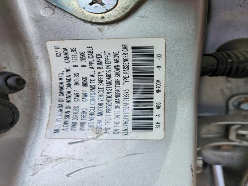 77245175 :رقم المزاد ، 2HGFA1F52AH318975 vin ، 2010 Honda Civic مزاد بيع