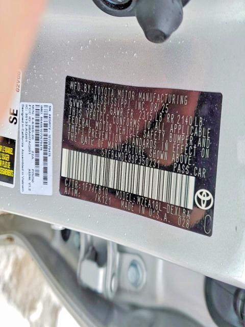 Aukcja sprzedaży 2025 Toyota Corolla, vin: 5YFB4MDE9SP350231, numer aukcji: 75190035