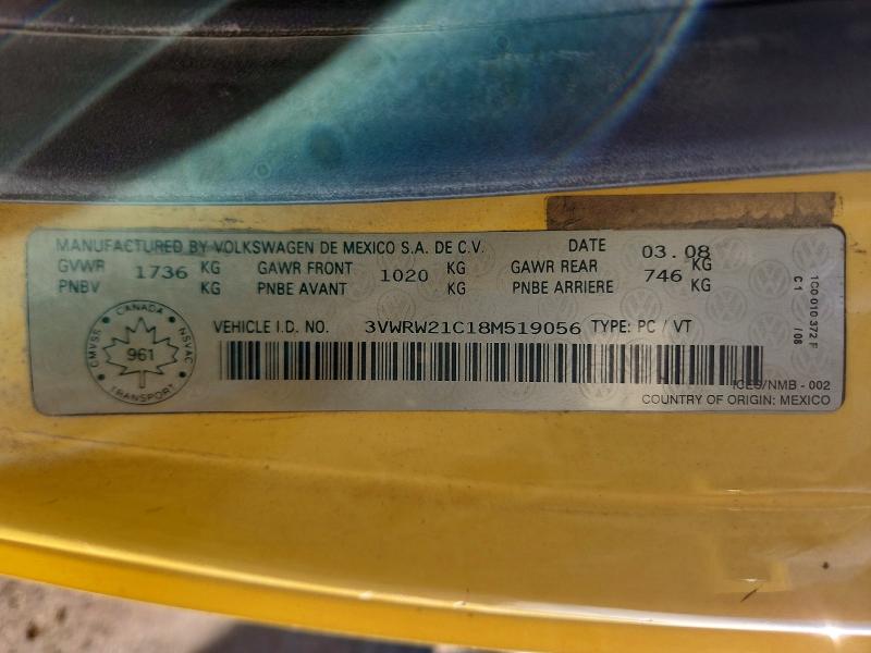 Aukcja sprzedaży 2008 Volkswagen New Beetle, vin: 3VWRW21C18M519056, numer aukcji: 76849825