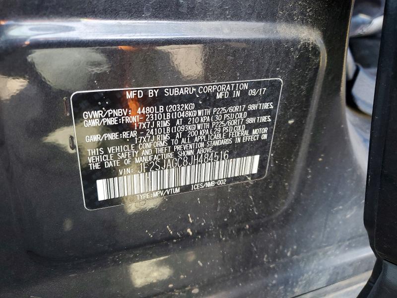 Продажа на аукционе авто 2018 Subaru Forester, vin: JF2SJAGC8JH484516, номер лота: 78333015