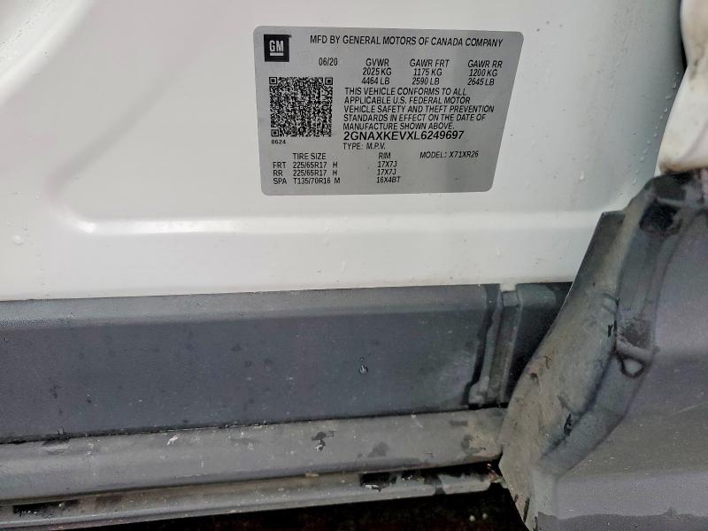 2020 Chevrolet Equinox მანქანა იყიდება აუქციონზე, vin: 2GNAXKEVXL6249697, აუქციონის ნომერი: 77241815