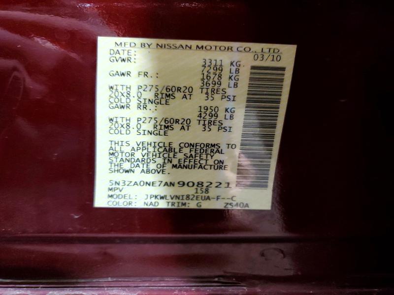 Aukcja sprzedaży 2010 Infiniti Qx56, vin: 5N3ZA0NE7AN908221, numer aukcji: 78516405