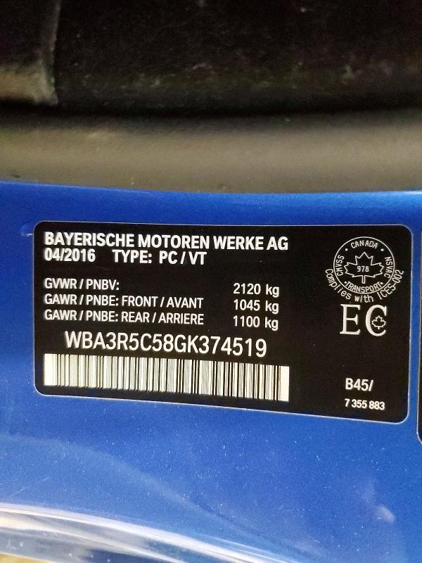 2016 Bmw 435 მანქანა იყიდება აუქციონზე, vin: WBA3R5C58GK374519, აუქციონის ნომერი: 78533915