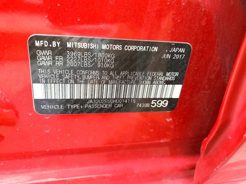 Продаж на аукціоні авто 2017 Mitsubishi Lancer, vin: JA32U2FU0HU014115, номер лоту: 76037465