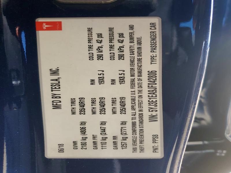 Продажа на аукционе авто 2018 Tesla Model 3, vin: 5YJ3E1EA9JF042806, номер лота: 78484925
