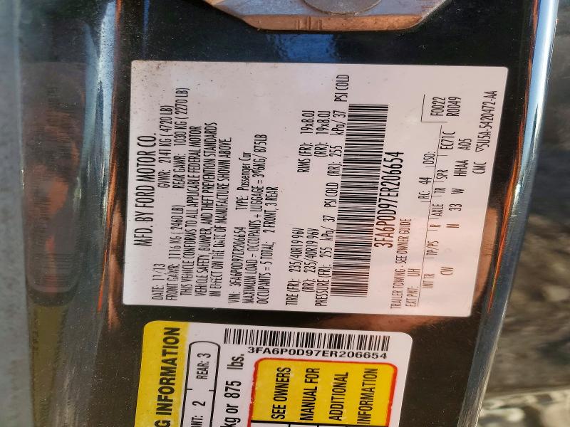 Aukcja sprzedaży 2014 Ford Fusion, vin: 3FA6P0D97ER206654, numer aukcji: 79109595