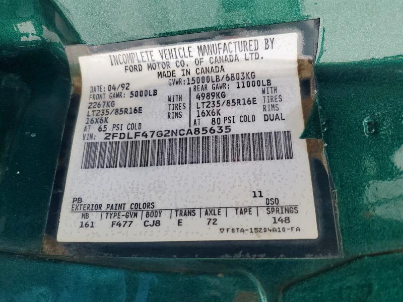 1992 Ford F მანქანა იყიდება აუქციონზე, vin: 2FDLF47G2NCA85635, აუქციონის ნომერი: 78294985