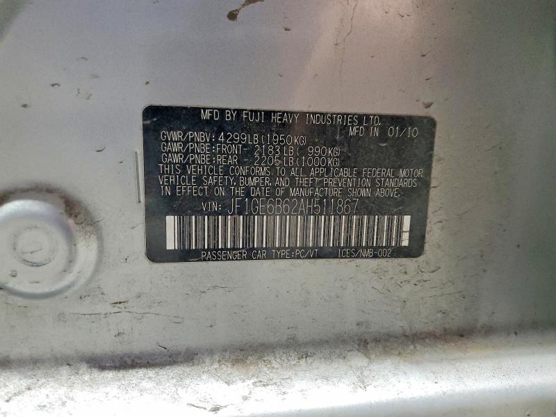 Продажа на аукционе авто 2010 Subaru Impreza, vin: JF1GE6B62AH511867, номер лота: 75943315