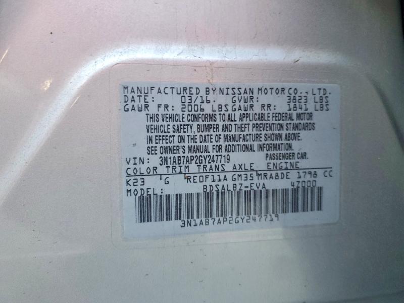 77386635 :رقم المزاد ، 3N1AB7AP2GY247719 vin ، 2016 Nissan Sentra S مزاد بيع