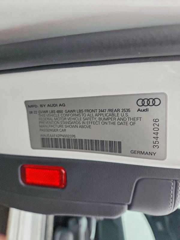 77581275 :رقم المزاد ، WAUEAAF42PN002376 vin ، 2023 Audi A4 مزاد بيع