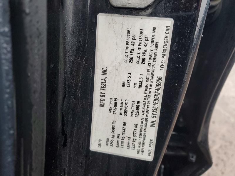 Aukcja sprzedaży 2019 Tesla Model 3, vin: 5YJ3E1EB5KF406956, numer aukcji: 77191595