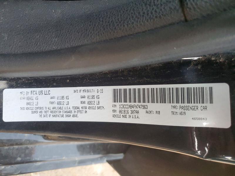 75594025 :رقم المزاد ، 1C3CCCAB4FN747963 vin ، 2015 Chrysler 200 مزاد بيع