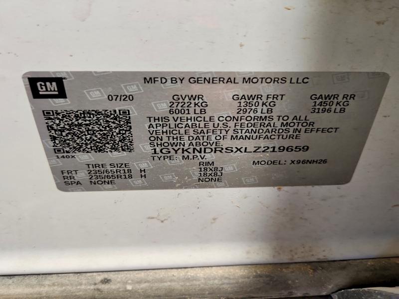 2020 Cadillac Xt5 მანქანა იყიდება აუქციონზე, vin: 1GYKNDRSXLZ219659, აუქციონის ნომერი: 75502625