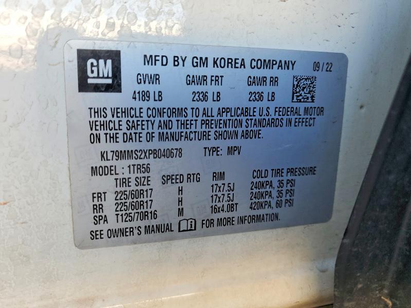 76902635 :رقم المزاد ، KL79MMS2XPB040678 vin ، 2023 Chevrolet Trailblazer مزاد بيع