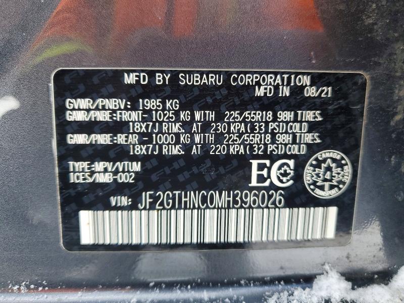 Продаж на аукціоні авто 2021 Subaru Crosstrek, vin: JF2GTHNC0MH396026, номер лоту: 79080835
